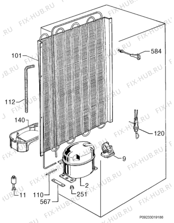 Взрыв-схема холодильника Privileg 00250409_41622 - Схема узла Cooling system 017